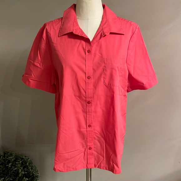 FOXCROFT APPLESEED’S women’s Classic Fit Camp shirt button front bright pink 16 - Picture 2 of 14